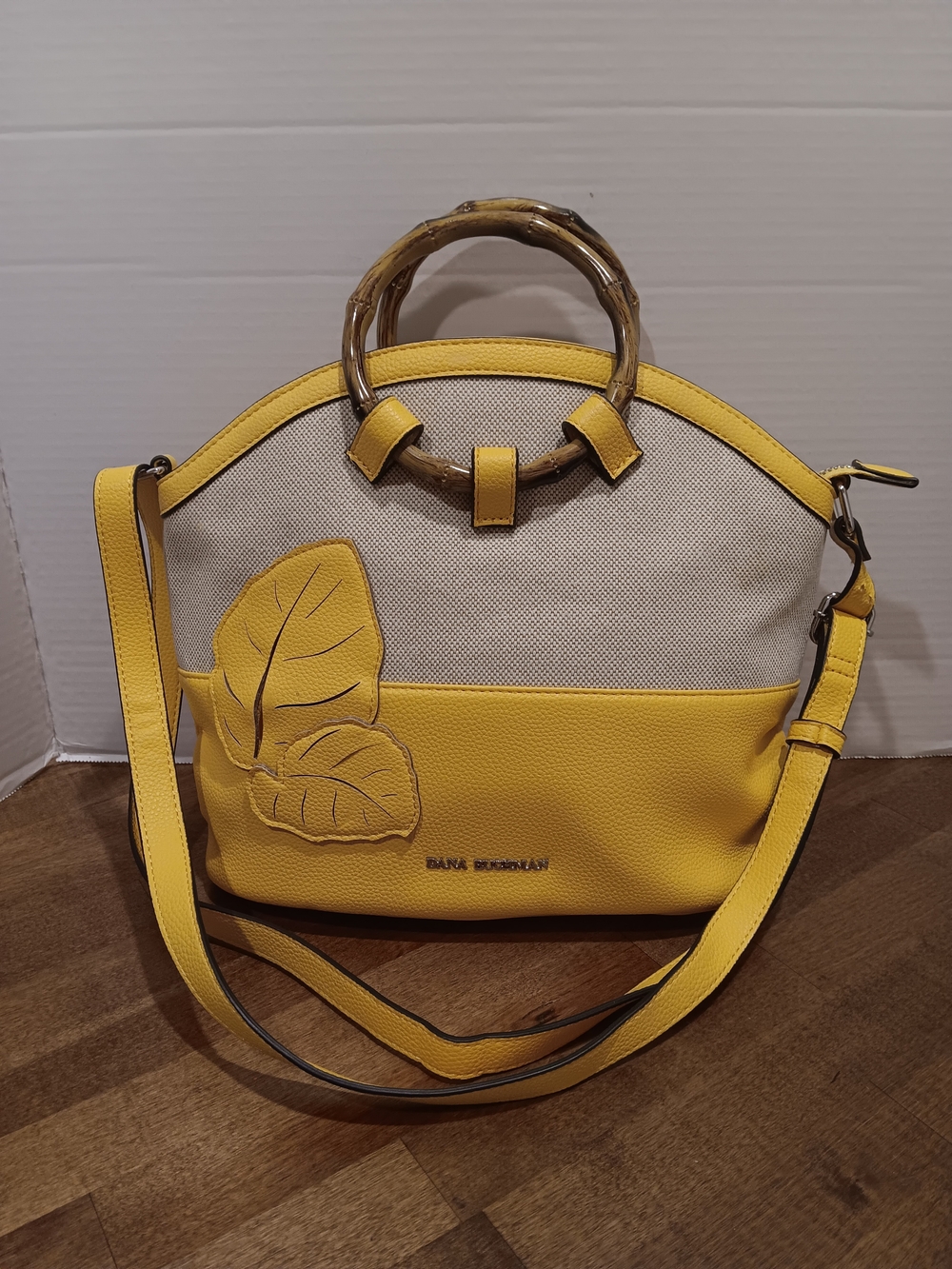 Dana Buchman Yellow Canvas & Leather Dome Satchel